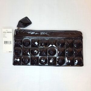 NWT! Steve Madden: Black Patent Leather Gem Studded Small Clutch Bag Purse